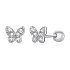 925 Sterling Silver Earrings with CZ in Pavé Setting - 0.4*0.5cm - Women