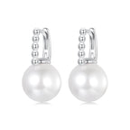 925 Sterling Silver Earrings with White Gold Plating and Shell Pearl for Women