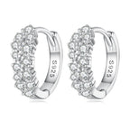 925 Sterling Silver Earrings with Pavé Setting CZ, 1.2x0.45cm, Platinum Plated for Women