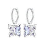 925 Sterling Silver Earrings with Pavé Setting CZ and Transparent Glass for Women
