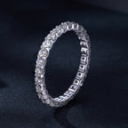 S925 Sterling Silver 2.0mm Moissanite Ring Size 9 for Women