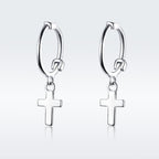 925 Sterling Silver Earrings Plated Platinum 1.9*0.5cm for Women