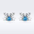 925 Sterling Silver Oxidized CZ Earrings 0.7cm x 1cm for Women