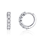 925 Sterling Silver Earrings with Pavé CZ in Platinum Plating, 1.6 x 0.3 cm for Women