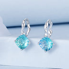925 Sterling Silver Earrings with Transparent Glass and White Gold Plating for Women
