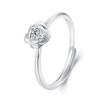 925 Sterling Silver White Gold Plated Moissanite Ring Size E for Women