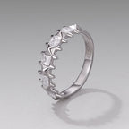 925 Sterling Silver 0.24cm White Gold Plated Ring with CZ for Women Size 6