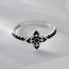 925 Sterling Silver Enamel 0.9x1.0cm Pendant Rings for Women