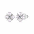 925 Sterling Silver 0.05ct Moissanite & Freshwater Pearl Earrings for Women