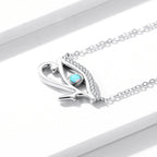 925 Sterling Silver Opal Necklace with CZ and Platinum Plating, Adjustable Length 45cm, Women’s Jewelry