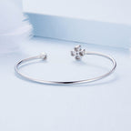 925 Sterling Silver Bracelet with Pavé Setting CZ, Inner Diameter 550mm, 2.0mm Wide, Unisex