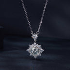 925 Sterling Silver Moissanite Necklace with Pavé Setting in Platinum, 450mm, for Women