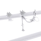 S925 Sterling Silver Earrings with CZ in Pavé Setting, 5.9cm Length, 1cm Size for Women