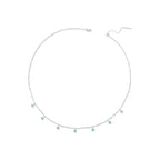 925 Sterling Silver Necklace with Synthetic Turquoise in White Gold, Adjustable 450mm for Women