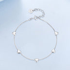 925 Sterling Silver Plated White Gold 17+3.5cm Heart-Shaped Bracelet for Women