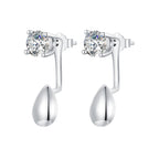 925 Sterling Silver Plated White Gold Earrings with Pavé Setting CZ