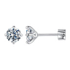 925 Sterling Silver Moissanite Stud Earrings for Women - 0.5ct, 0.6cm Size, White Gold Plated