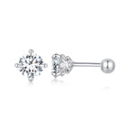 925 Sterling Silver 5mm Moissanite Earrings with White Gold Plating for Women