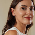 925 Sterling Silver Plated White Gold Earrings with Pavé Setting CZ