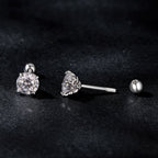 925 Sterling Silver 5mm Moissanite Earrings with White Gold Plating for Women