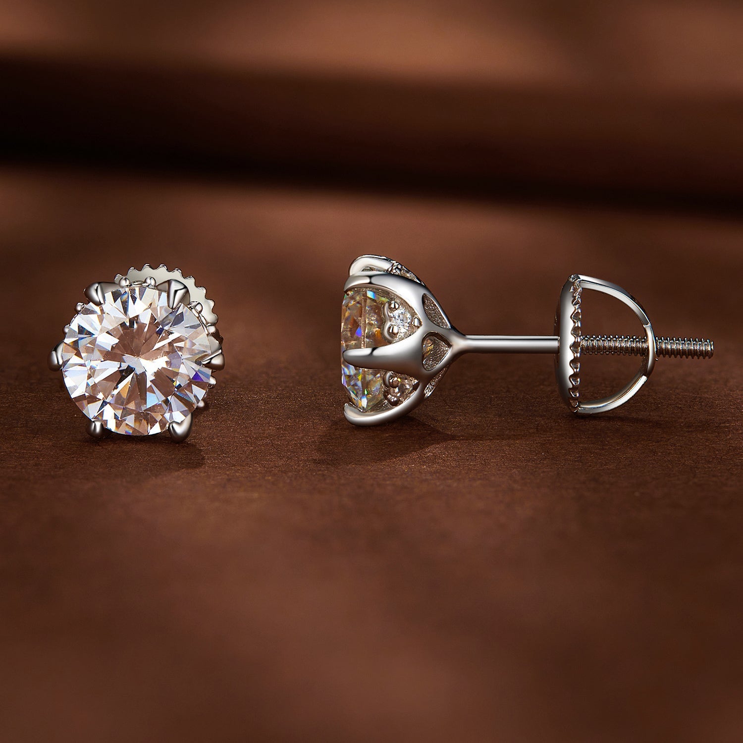 925 Sterling Silver 6.5mm Moissanite Earrings for Women