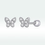 925 Sterling Silver Earrings with CZ in Pavé Setting - 0.4*0.5cm - Women