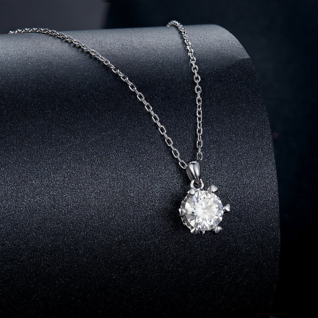 925 Sterling Silver Moissanite Necklace 39cm+5cm Length for Women