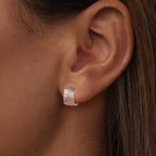 925 Sterling Silver Earrings for Women with White Gold Plating - 1.1cm x 0.7cm