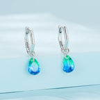 S925 Sterling Silver Oxidized Earrings with Transparent Glass & Main Stone for Women
