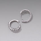 925 Sterling Silver White Gold Plated 1.6cm Pavé CZ Hoop Earrings for Women