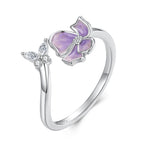 925 Sterling Silver Enamel Flower Ring for Women