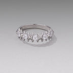 925 Sterling Silver 0.24cm White Gold Plated Ring with CZ for Women Size 6