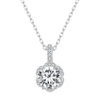 925 Sterling Silver Moissanite Pendant Necklace for Women - 45cm