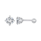 925 Sterling Silver 5mm Moissanite Earrings with White Gold Plating for Women