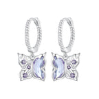 925 Sterling Silver Earrings with Pavé Setting CZ and Transparent Glass for Women