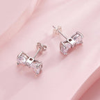 925 Sterling Silver Earrings with Pavé Setting CZ and White Gold Plating