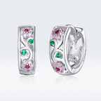 925 Sterling Silver Earrings with Pavé Setting CZ, 1.2*0.5cm, for Women