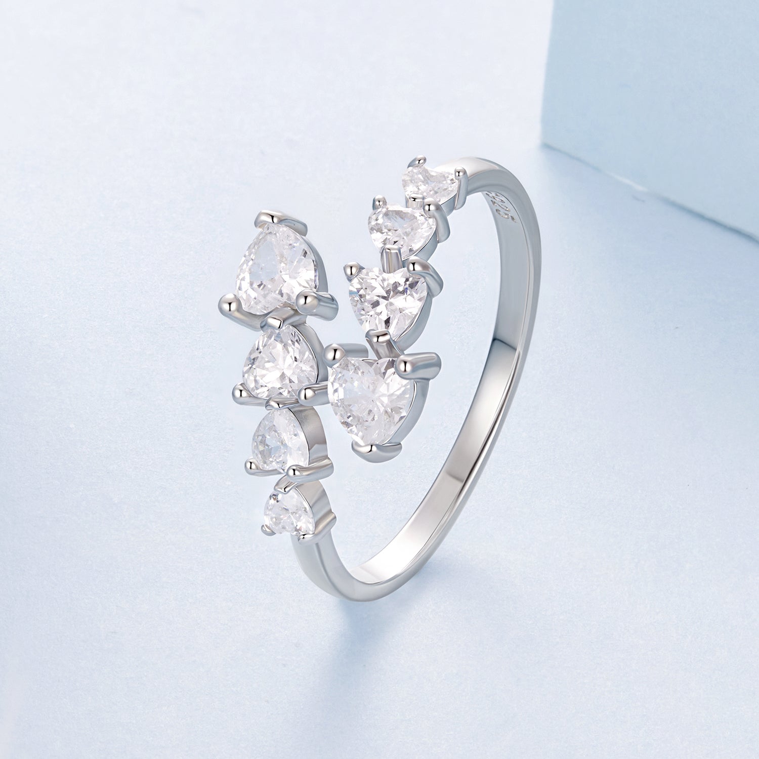 925 Sterling Silver White Gold Plated Pavé Setting Rings for Women