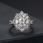925 Sterling Silver 2 Carat Moissanite Ring in White Gold Plating - Size 8 for Women