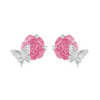 925 Sterling Silver White Gold Plated Resin Earrings 8x10mm for Women