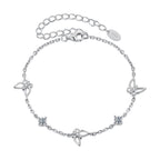 925 Sterling Silver White Gold Plated Bracelet with Moissanite, 15+6cm, for Women