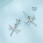 925 Sterling Silver Earrings with Pavé Setting CZ and Transparent Glass