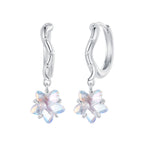 925 Sterling Silver Earrings with Transparent Glass and White Gold Plating for Women