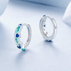 925 Sterling Silver Earrings with Pavé Setting and White Gold Plating for Women