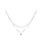 925 Sterling Silver Necklace with 8x6mm Pavé Setting CZ Pendant for Women