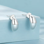 925 Sterling Silver Earrings, Size 10*5mm - Oxidized Silver for Women