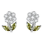 925 Sterling Silver Earrings with Pavé Setting CZ in White Gold