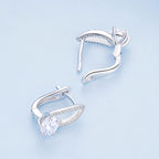 925 Sterling Silver Earrings with CZ Pavé Setting, 1.4*0.62cm for Women
