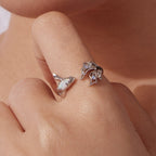 925 Sterling Silver White Gold Plated Nano Opal Ring with CZ for Women