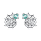 925 Sterling Silver Earrings with Transparent Glass and White Gold Plating for Women